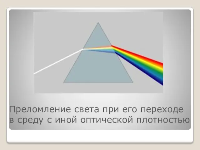 Преломление света при его переходе в среду с иной оптической плотностью