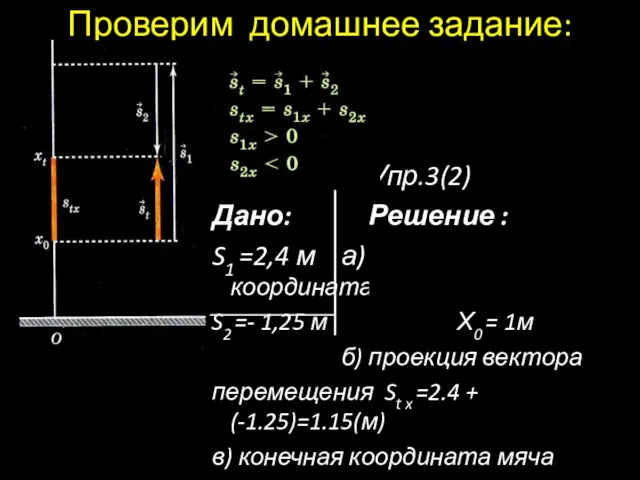 Проверим домашнее задание: Упр.3(2) Дано: Решение : S1 =2,4 м а) начальная