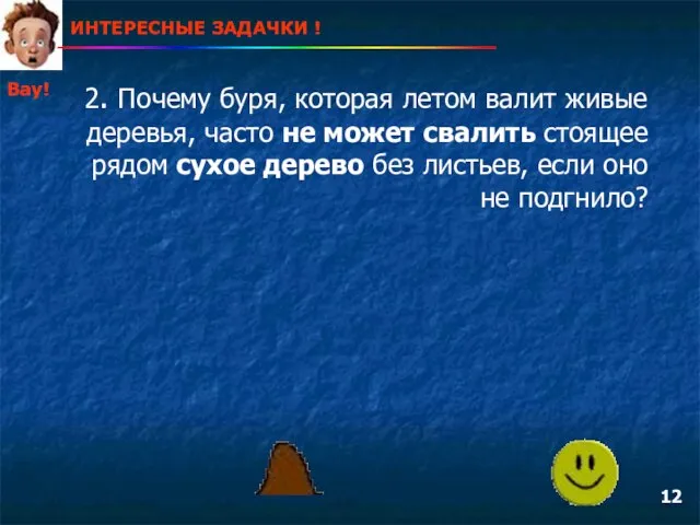 2. Почему буря, которая летом валит живые деревья, часто не может свалить