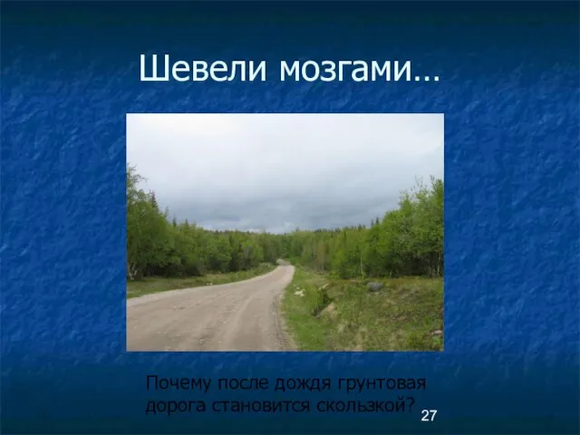 Шевели мозгами… Почему после дождя грунтовая дорога становится скользкой?