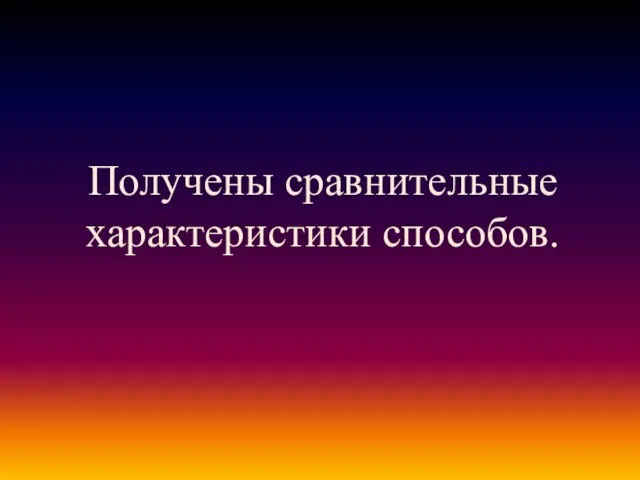 Получены сравнительные характеристики способов.