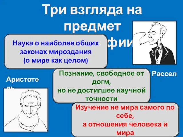 Три взгляда на предмет философии Наука о наиболее общих законах мироздания (о