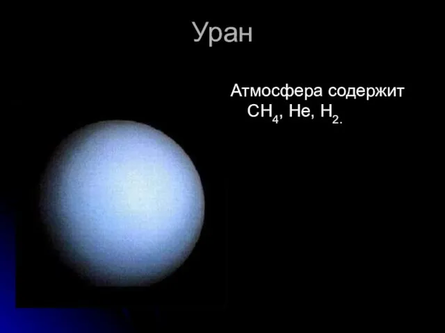 Уран Атмосфера содержит CH4, He, H2.
