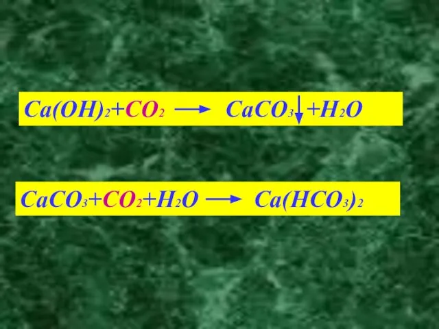 Ca(OH)2+CO2 CaCO3 +H2O CaCO3+CO2+H2O Ca(HCO3)2