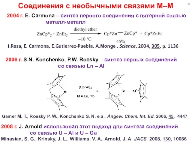 2004 г. E. Carmona – синтез первого соединения с пятерной связью металл-металл