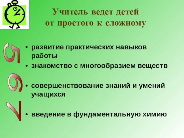 Учитель ведет детей от простого к сложному развитие практических навыков работы знакомство