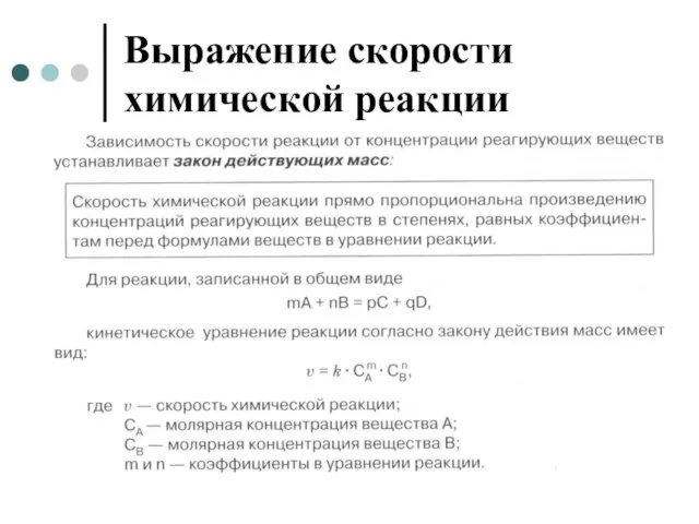 Выражение скорости химической реакции