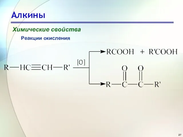 Алкины Химические свойства Реакции окисления