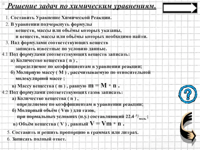 1. Составить Уравнение Химической Реакции. 2. В уравнении подчеркнуть формулы веществ, массы