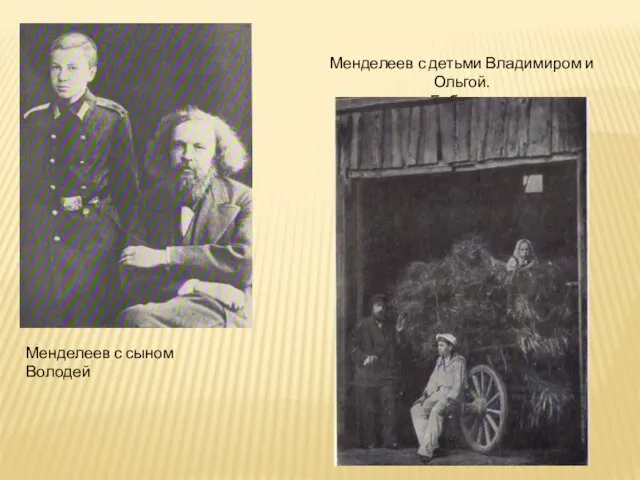 Менделеев с сыном Володей Менделеев с детьми Владимиром и Ольгой. Боблово