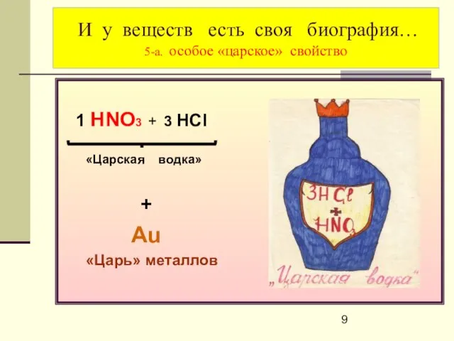 И у веществ есть своя биография… 5-а. особое «царское» свойство 1 HNO3