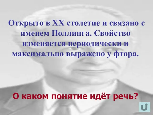 Открыто в XX столетие и связано с именем Поллинга. Свойство изменяется периодически