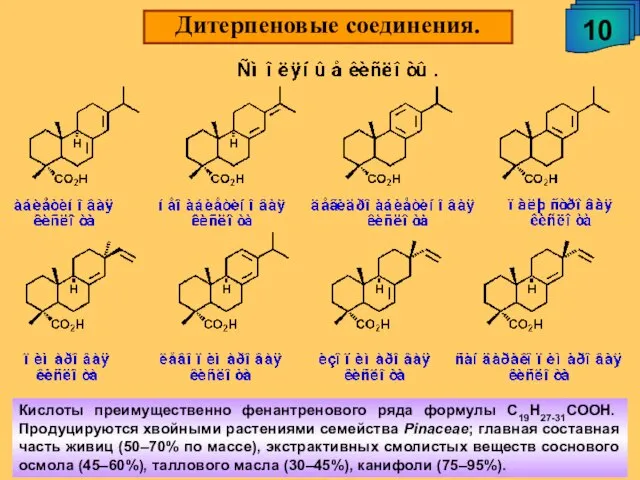 Дитерпеновые соединения. 10 А.М. Чибиряев "Биологически активные соединения живых организмов", 2009 Кислоты