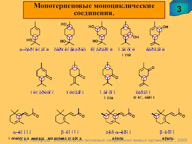 А.М. Чибиряев "Биологически активные соединения живых организмов", 2009 3 Монотерпеновые моноциклические соединения.