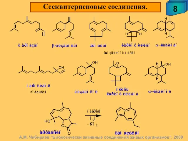 А.М. Чибиряев "Биологически активные соединения живых организмов", 2009 Сесквитерпеновые соединения. 8