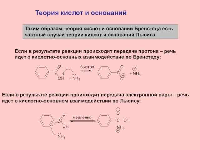 Теория кислот и оснований Таким образом, теория кислот и оснований Бренстеда есть