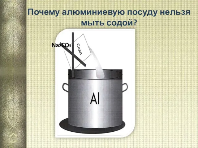 Почему алюминиевую посуду нельзя мыть содой? Na2CO3