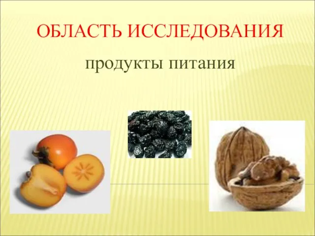 ОБЛАСТЬ ИССЛЕДОВАНИЯ продукты питания