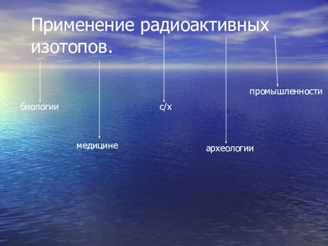 Применение радиоактивных изотопов. биологии медицине с/х археологии промышленности