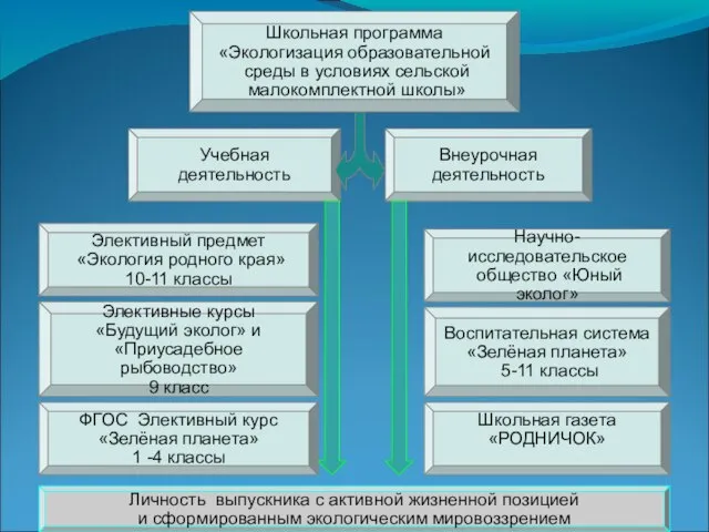 Школьная программа «Экологизация образовательной среды в условиях сельской малокомплектной школы» Учебная деятельность