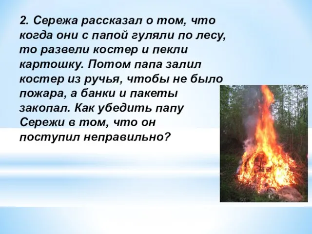 2. Сережа рассказал о том, что когда они с папой гуляли по