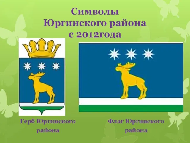 Символы Юргинского района с 2012года Герб Юргинского района Флаг Юргинского района