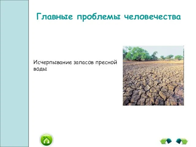 Исчерпывание запасов пресной воды Главные проблемы человечества