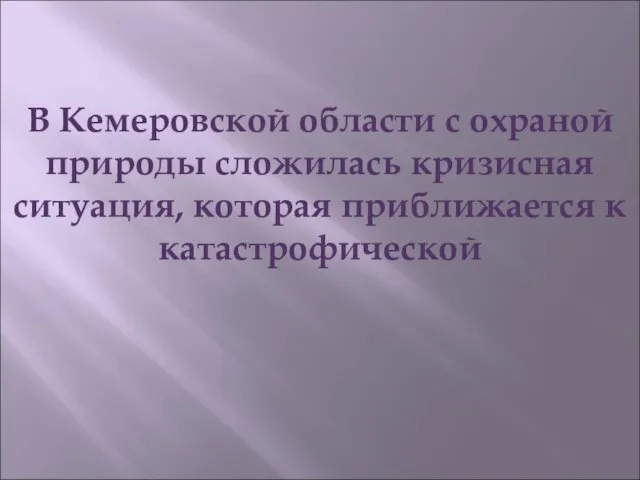 В Кемеровской области с охраной природы сложилась кризисная ситуация, которая приближается к катастрофической