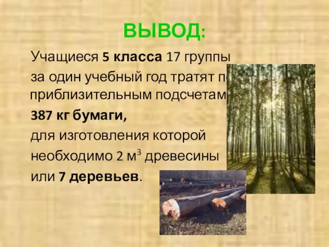 ВЫВОД: Учащиеся 5 класса 17 группы за один учебный год тратят по