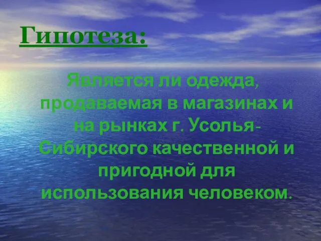 Гипотеза: Является ли одежда, продаваемая в магазинах и на рынках г. Усолья-Сибирского