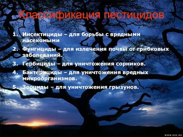 Классификация пестицидов Инсектициды – для борьбы с вредными насекомыми Фунгициды – для