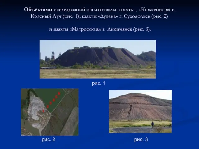 Объектами исследований стали отвалы шахты , «Княженская» г. Красный Луч (рис. 1),