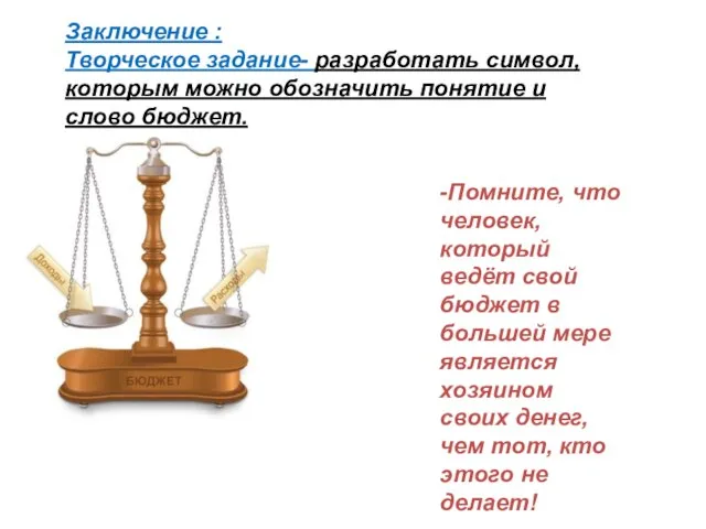 Заключение : Творческое задание- разработать символ, которым можно обозначить понятие и слово