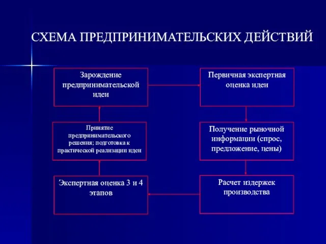 СХЕМА ПРЕДПРИНИМАТЕЛЬСКИХ ДЕЙСТВИЙ