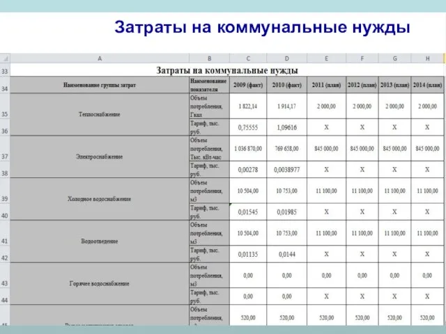 Затраты на коммунальные нужды