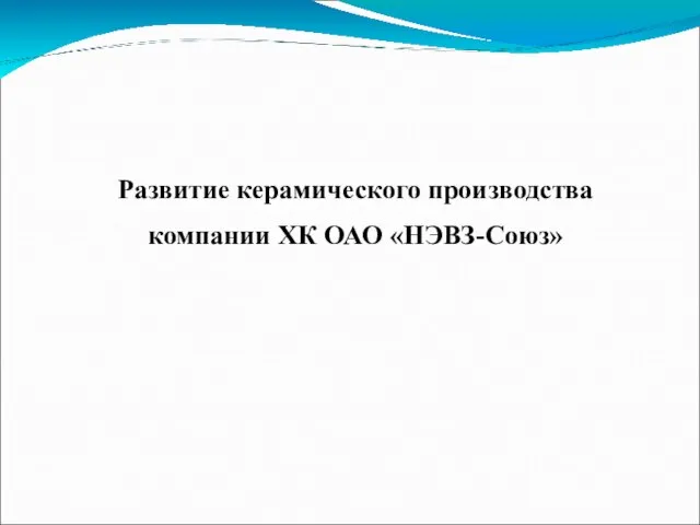 Развитие керамического производства компании ХК ОАО «НЭВЗ-Союз»