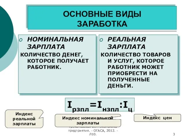 Гречановская И.Г. Экономика предприятия. - ОГАСА, 2012. - Л10. ОСНОВНЫЕ ВИДЫ ЗАРАБОТКА