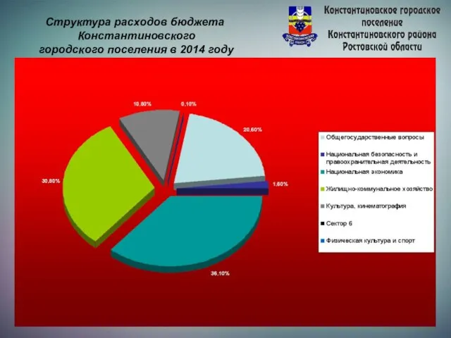 Структура расходов бюджета Константиновского городского поселения в 2014 году