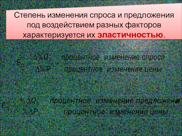 Степень изменения спроса и предложения под воздействием разных факторов характеризуется их эластичностью.