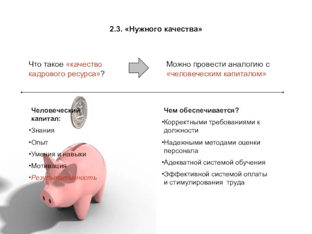 2.3. «Нужного качества» Что такое «качество кадрового ресурса»? Можно провести аналогию с