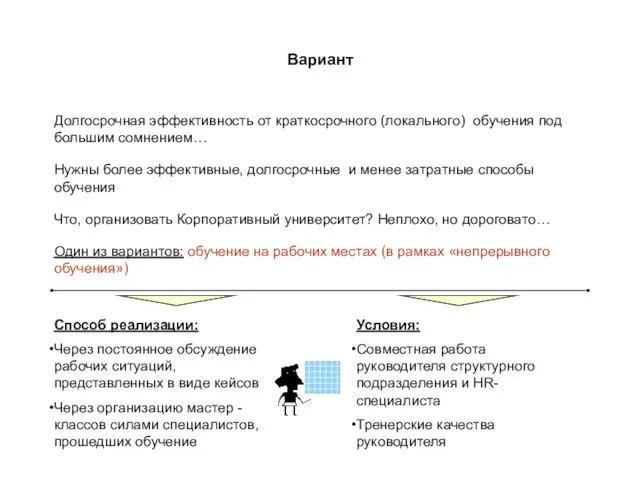 Вариант Долгосрочная эффективность от краткосрочного (локального) обучения под большим сомнением… Нужны более