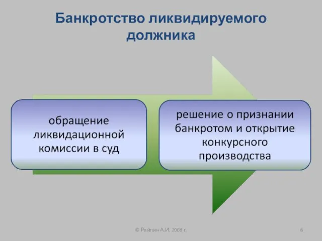 Банкротство ликвидируемого должника © Райлян А.И. 2008 г.