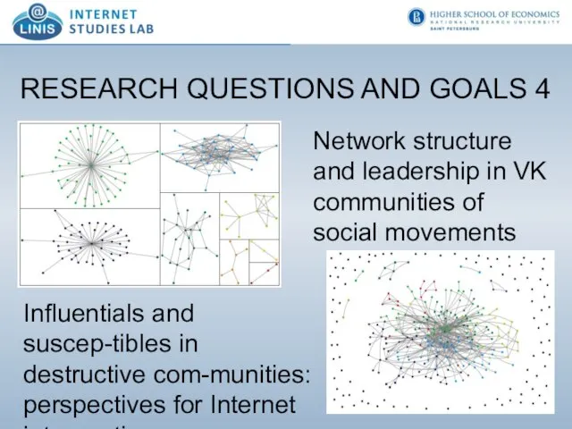 RESEARCH QUESTIONS AND GOALS 4 Network structure and leadership in VK communities