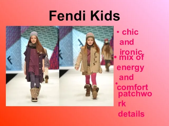 Fendi Kids chic and ironic mix of energy and comfort patchwork details