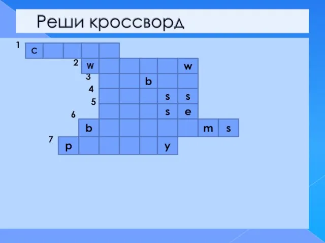 1 2 3 4 5 6 7 С W w b s