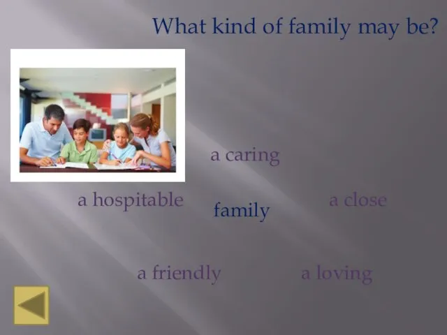 What kind of family may be? a loving a close a caring