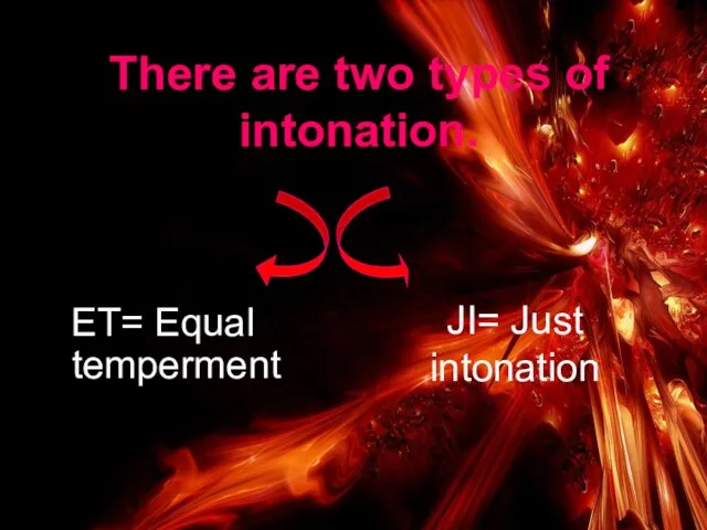 There are two types of intonation. ET= Equal temperment JI= Just intonation