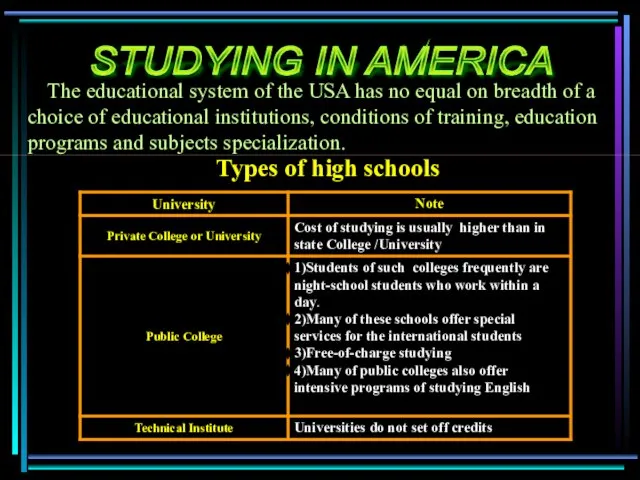 The educational system of the USA has no equal on breadth of