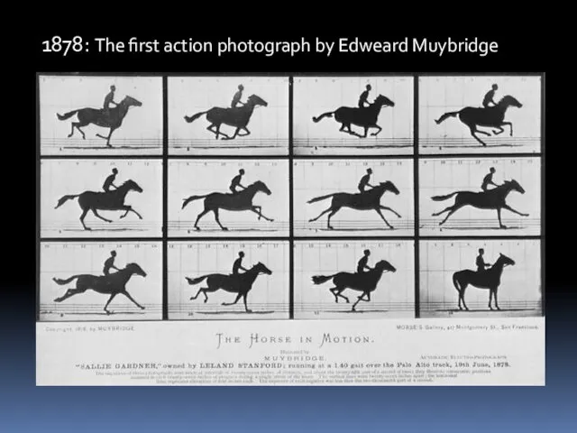 1878: The first action photograph by Edweard Muybridge