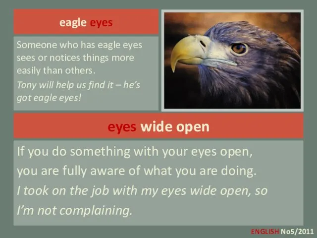 eyes wide open If you do something with your eyes open, you